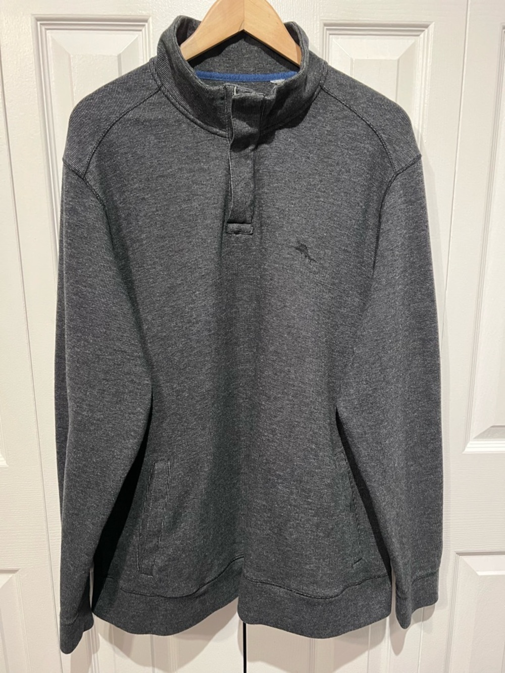 Tommy Bahama Men’s Playa Tini Charcoal Grey Quarter Zip Sweat Shirt Size XL